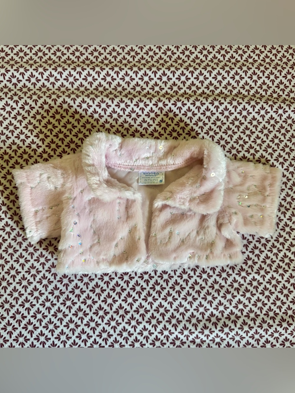 Build a bear pink sparkly sequin fur coat